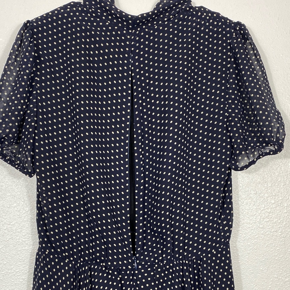 Betsey Johnson Black Polka Dot Tie-Neck Mini Dress Size 10 - Picture 7 of 15